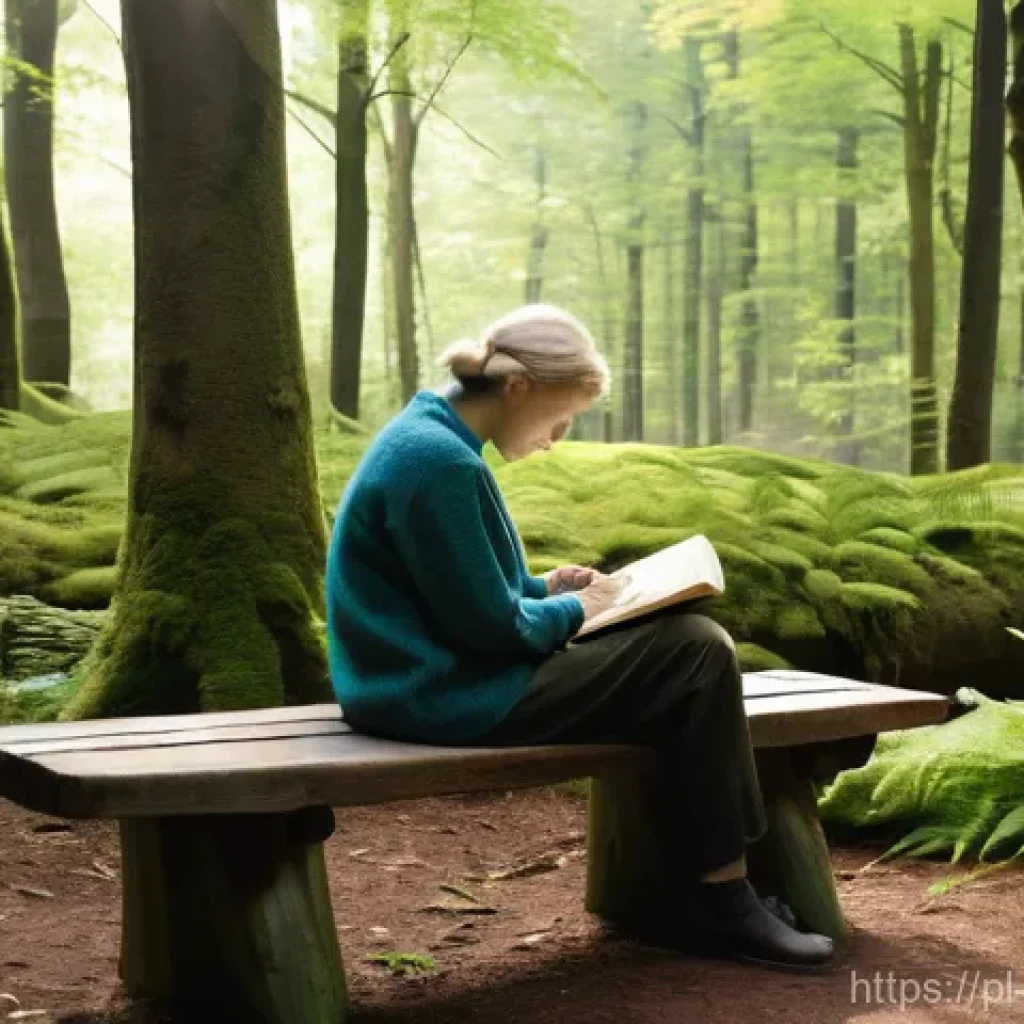 내러티브 건강법과 자기 반성의 중요성 - **Prompt 1: "A serene, wide shot of a person (adult, gender-neutral) sitting comfortably on a rustic...