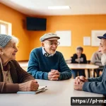 Home 22 내러티브 건강법의 사회적 영향력 - A warm and inviting community health support group meeting in a cozy Polish senior center, featuring...