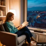 Home 23 내러티브 건강법과 인지행동치료 비교 - A cozy, warmly lit therapy room in a modern Polish apartment, featuring a comfortable armchair and a...