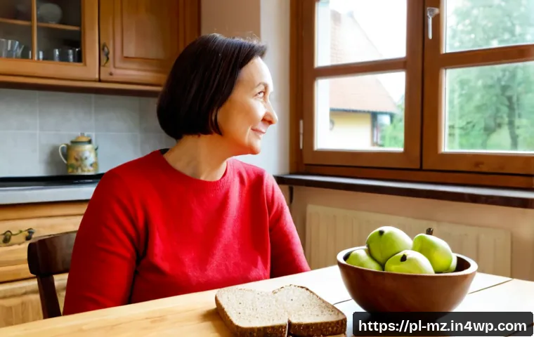 내러티브 건강법의 가치 체계 - Photorealistic lifestyle scene in a bright Polish family home: a thoughtful middle-aged woman and he...